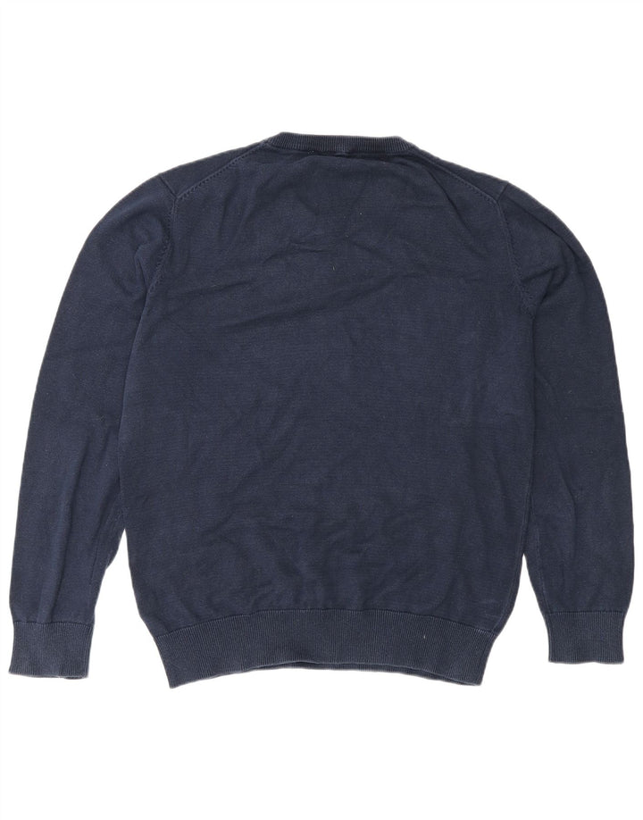 Crew Clothing Herren-Pullover mit V-Ausschnitt aus mittelblauer Baumwolle