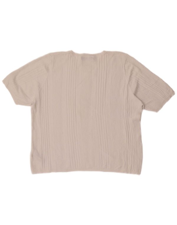Marks & Spencer Damen T-Shirt Top UK 22 3XL Weiß gestreifte Viskose