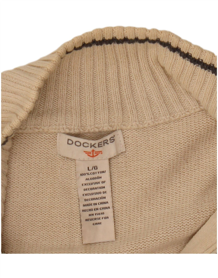 Dockers Herren-Pullover mit Reißverschluss am Hals, groß, cremefarbene Baumwolle