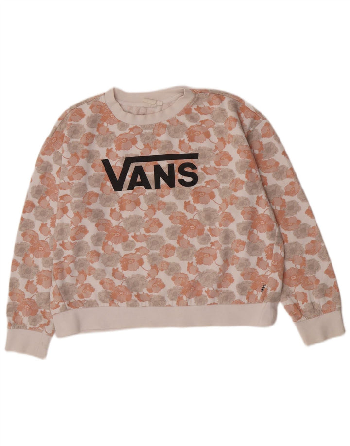 Vans Damen-Sweatshirt mit Grafik-Übergröße, Gr. 14, mittelweiß, geblümt
