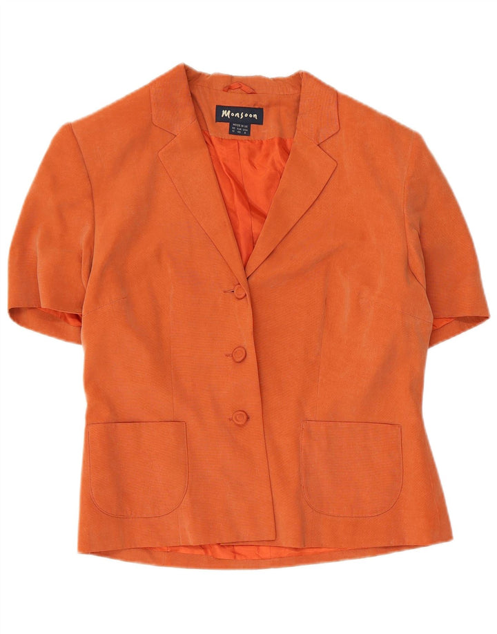 Monsoon Damen-Blazer mit 3 Knöpfen, kurzärmelig, UK 12, mittelorange