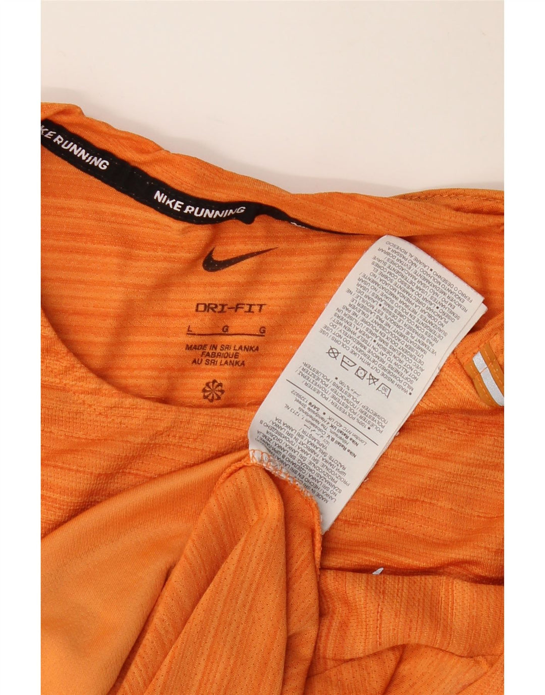 NIKE Herren Dri Fit T-Shirt Top, großes orangefarbenes Nadelstreifen-Polyester
