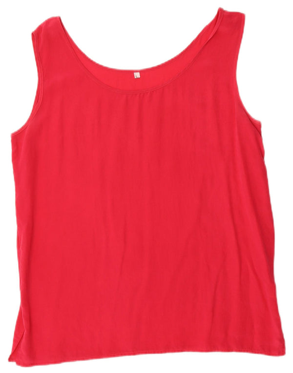 Vintage Damen Ärmelloses Blusentop UK 16 Große rosa Seide