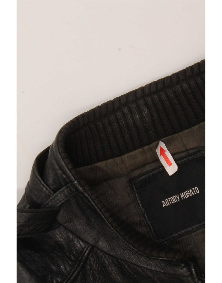 Antony Morato Herren Lederjacke UK 38 Medium Schwarz