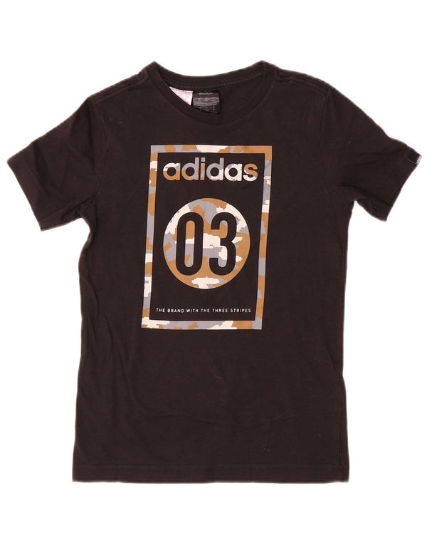 Adidas Jungen T-Shirt mit Grafik, 9–10 Jahre, schwarze Baumwolle
