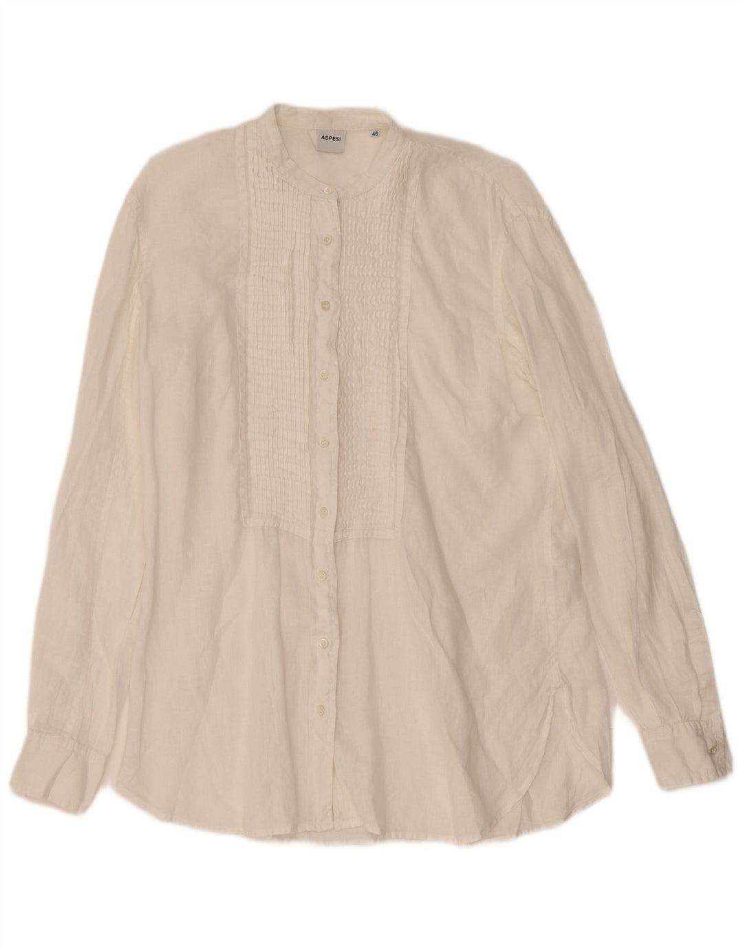 Aspesi Damen Smokinghemd IT 46 Large Weiß Leinen