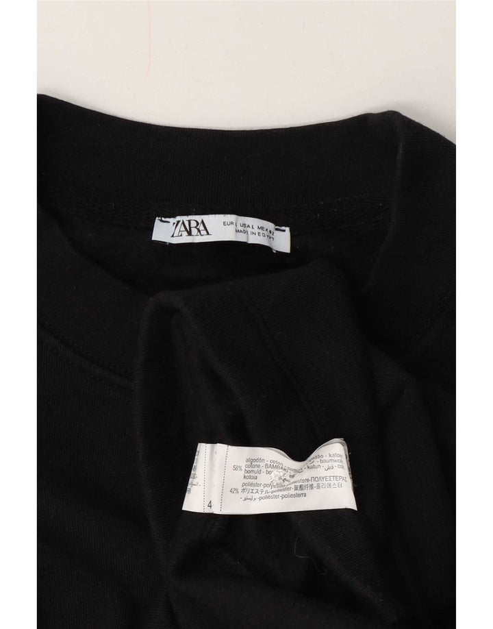 Zara Herren-Sweatshirt mit Grafik, groß, aus schwarzer Baumwolle