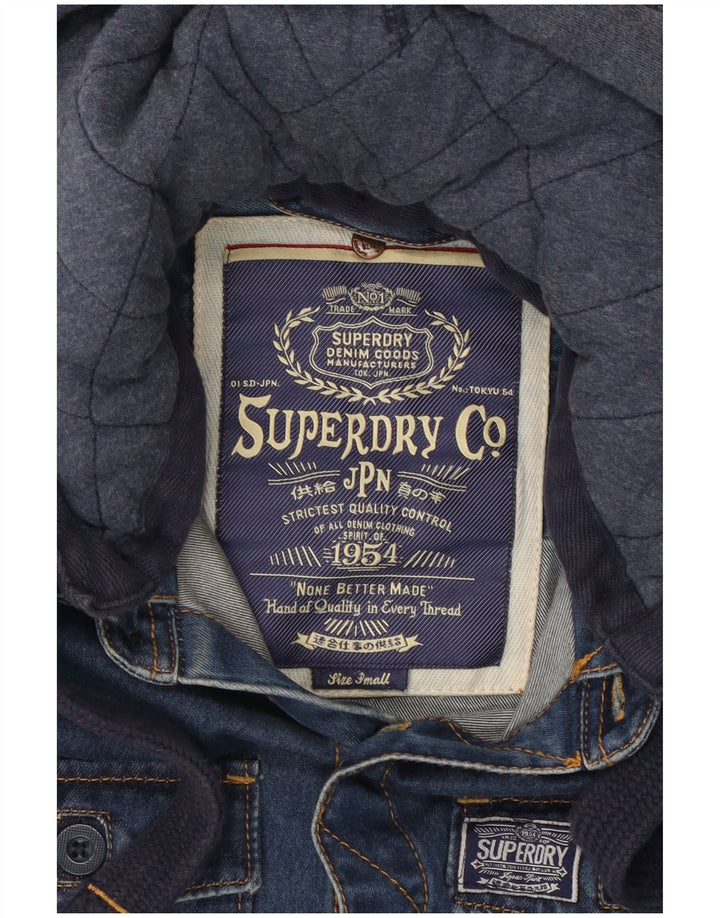 Superdry Herren-Jeanshemd mit Kapuze, klein, aus blauer Baumwolle