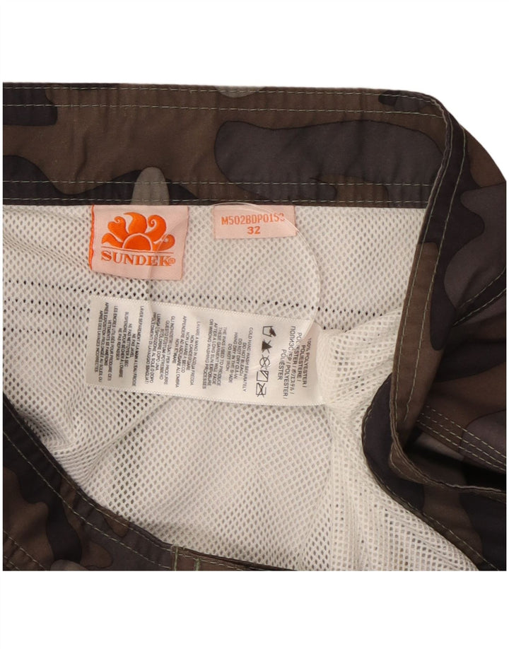 Sundek Herren-Badeshorts W32, groß, braunes Camouflage-Polyester