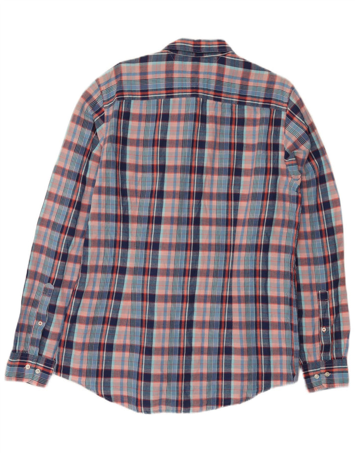 Tommy Hilfiger Herrenhemd XL, blau kariertes Leinen
