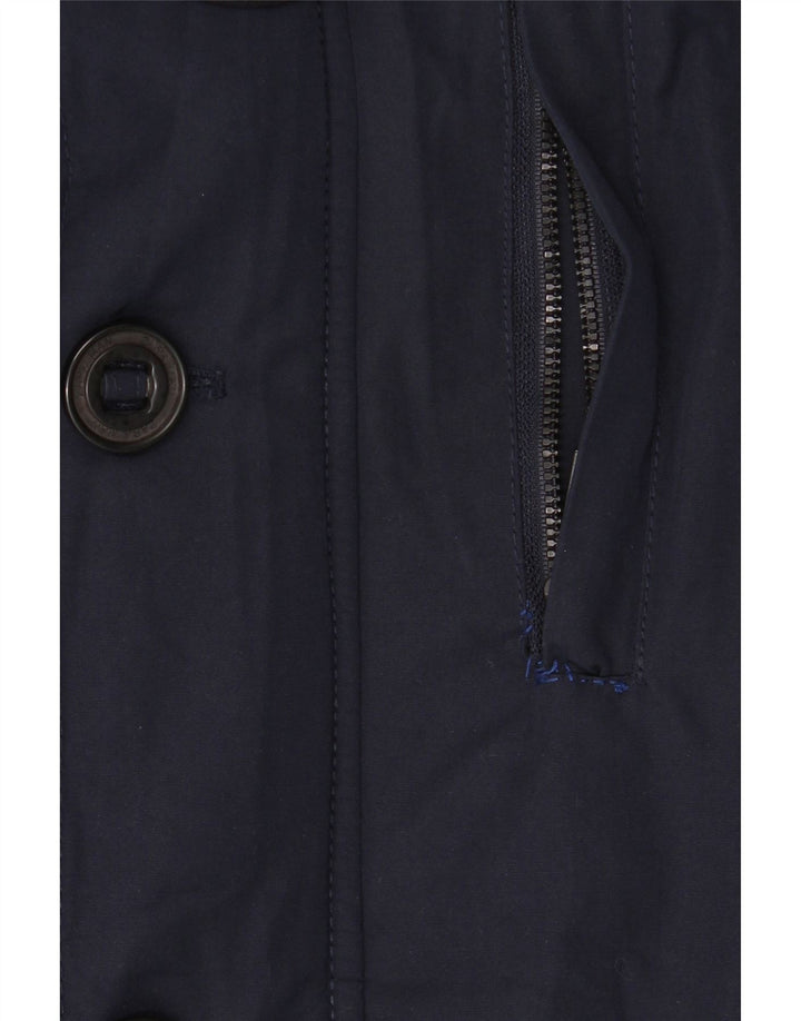 ZARA Herren-Parka mit Kapuze, UK 40, Größe L, Marineblau, Polyester