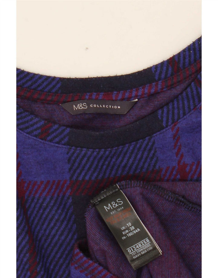 Marks & Spencer Damen-Top mit 3/4-Ärmeln, Größe S, Marineblau, kariert