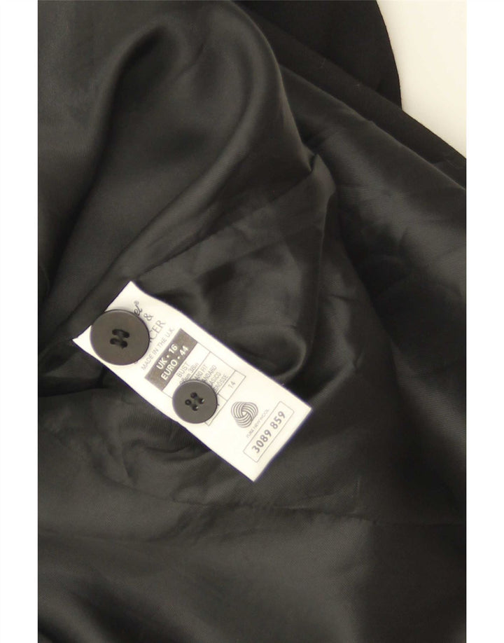 Marks & Spencer Damen Mantel UK 16 Large Schwarz Schurwolle