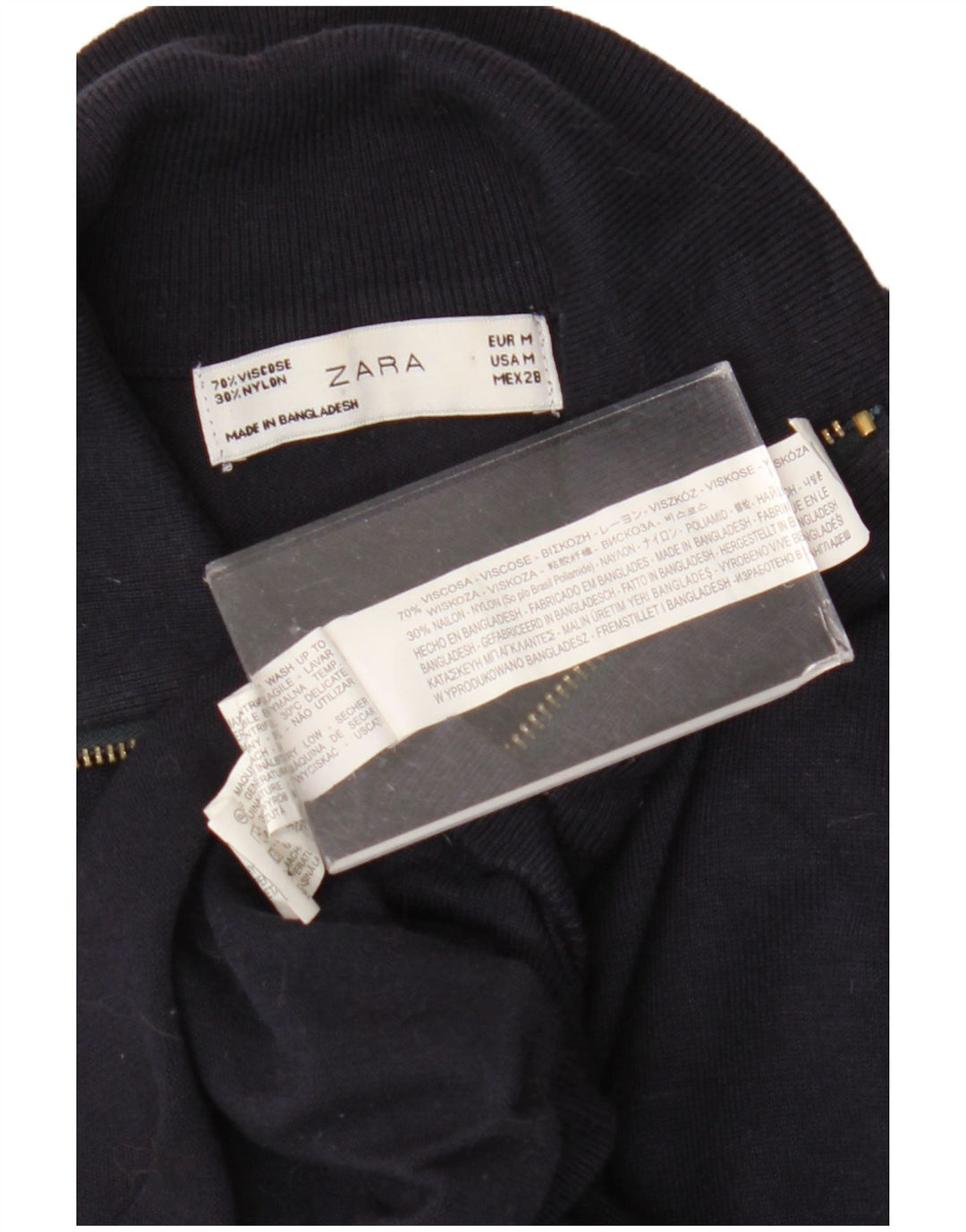 Zara Damen-Pullover mit Reißverschluss am Hals, UK 12, mittlere marineblaue Viskose