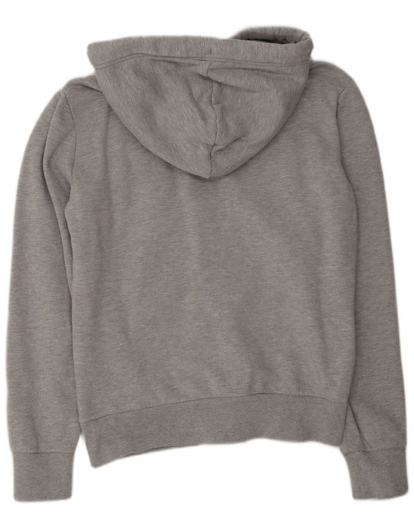 Superdry Herren-Kapuzenpullover mit Reißverschluss aus mittelgrauer Baumwolle
