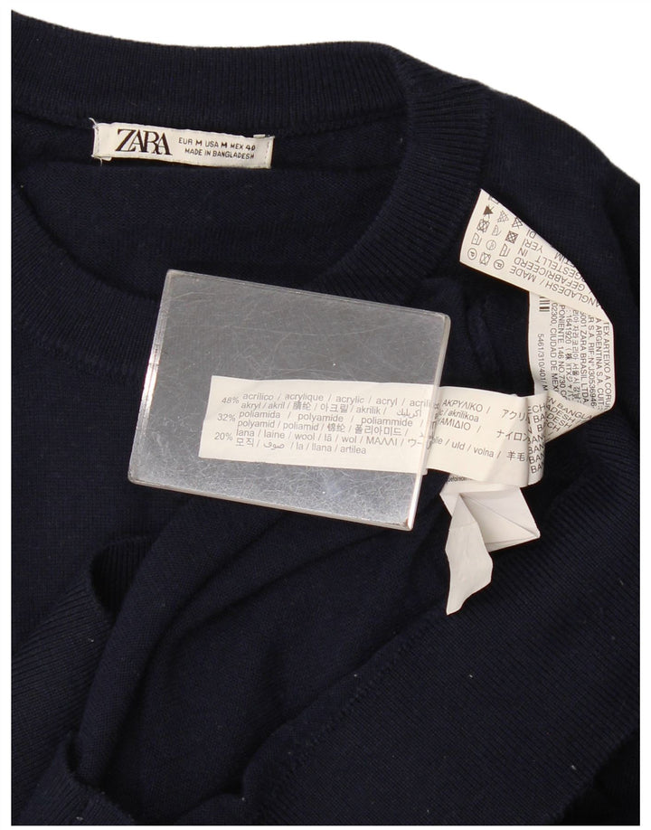 Zara Herren-Pullover mit Rundhalsausschnitt, Mittelblau, Acryl