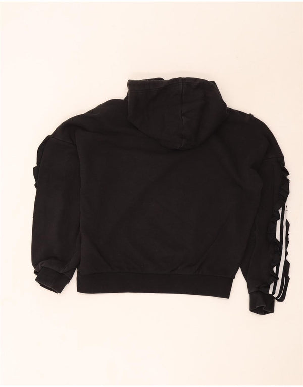 Adidas Damen Relaxed Fit Hoodie Pullover UK 6 XS Schwarz Baumwolle