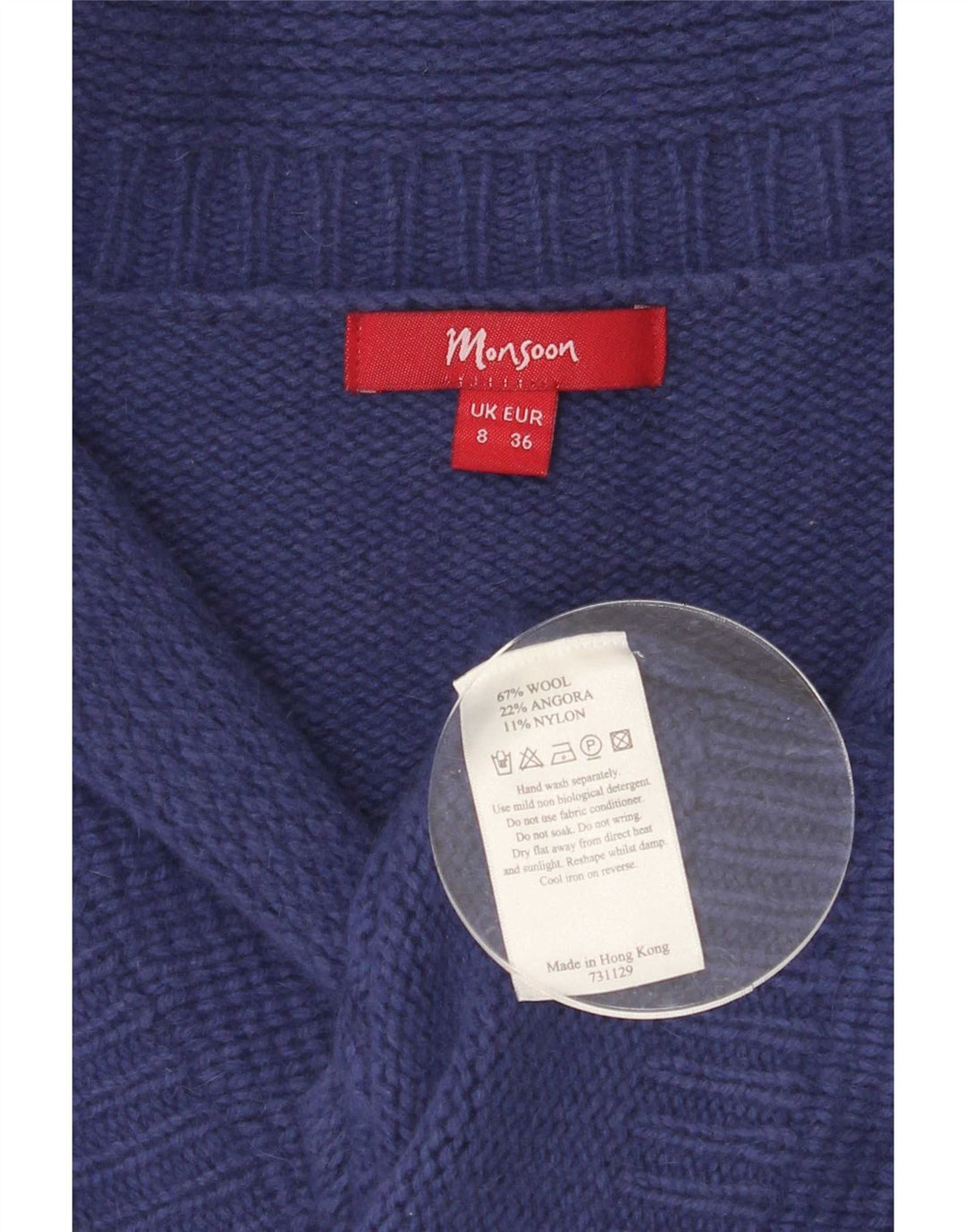 Monsoon Damen-Cardigan-Pullover UK 8 Small Blaue Wolle