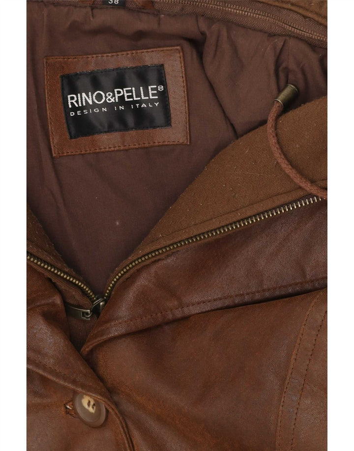 Rino & Pelle Damen Lederjacke mit Kapuze EU 38 Mittelbraun