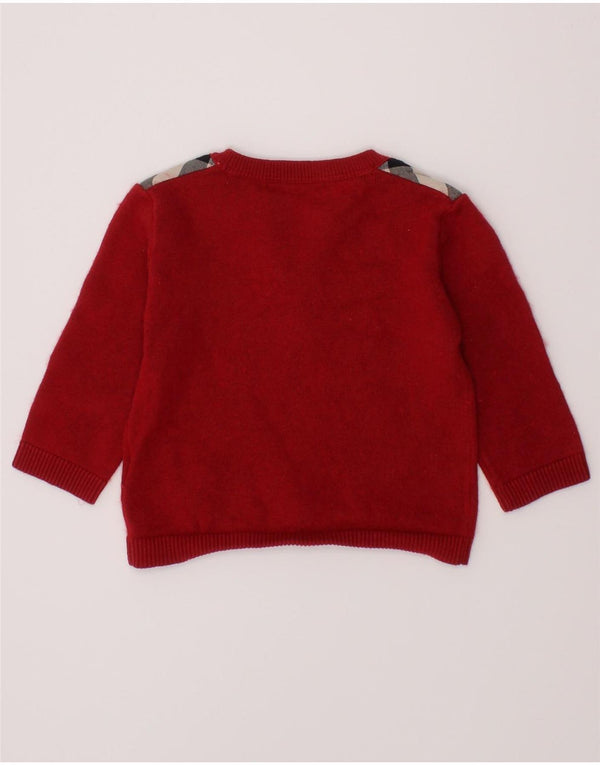 BURBERRY Baby-Jungen-Pullover mit Knopfkragen, 9–12 Monate, roter Farbblock