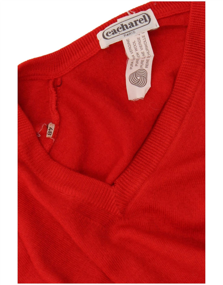 Cacharel Damen Pullover mit V-Ausschnitt IT 48 XL Rote Wolle