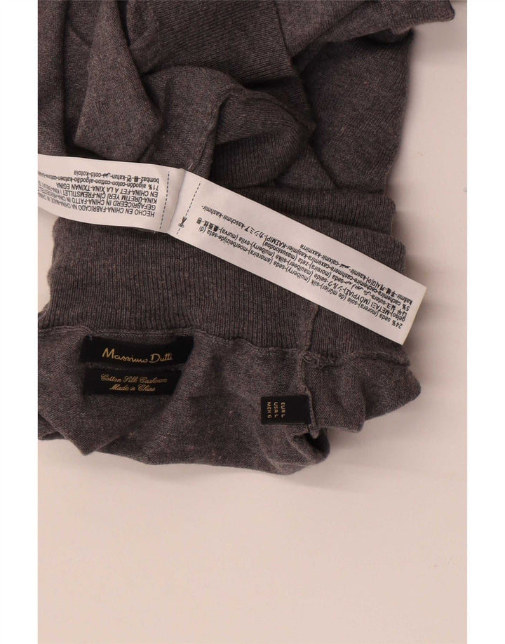 Massimo Dutti Herren-Pullover mit Rollkragen, groß, aus grauer Baumwolle