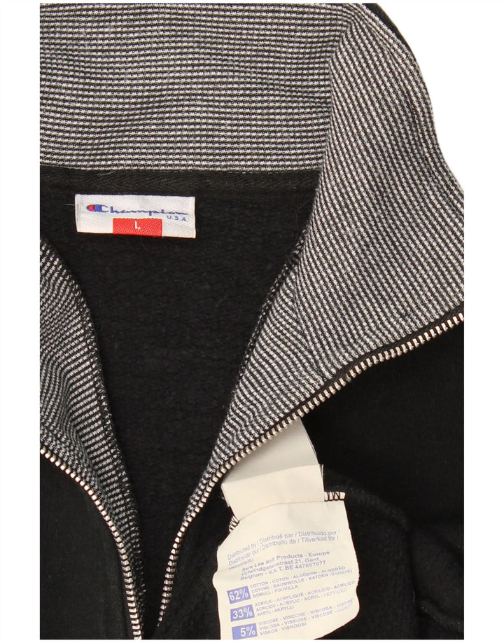 CHAMPION Herren-Sweatshirt mit Reißverschluss am Hals, groß, aus schwarzer Baumwolle