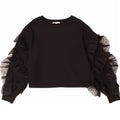 Zara Damen Crop Top Langarm UK 10 Small Schwarz Baumwolle