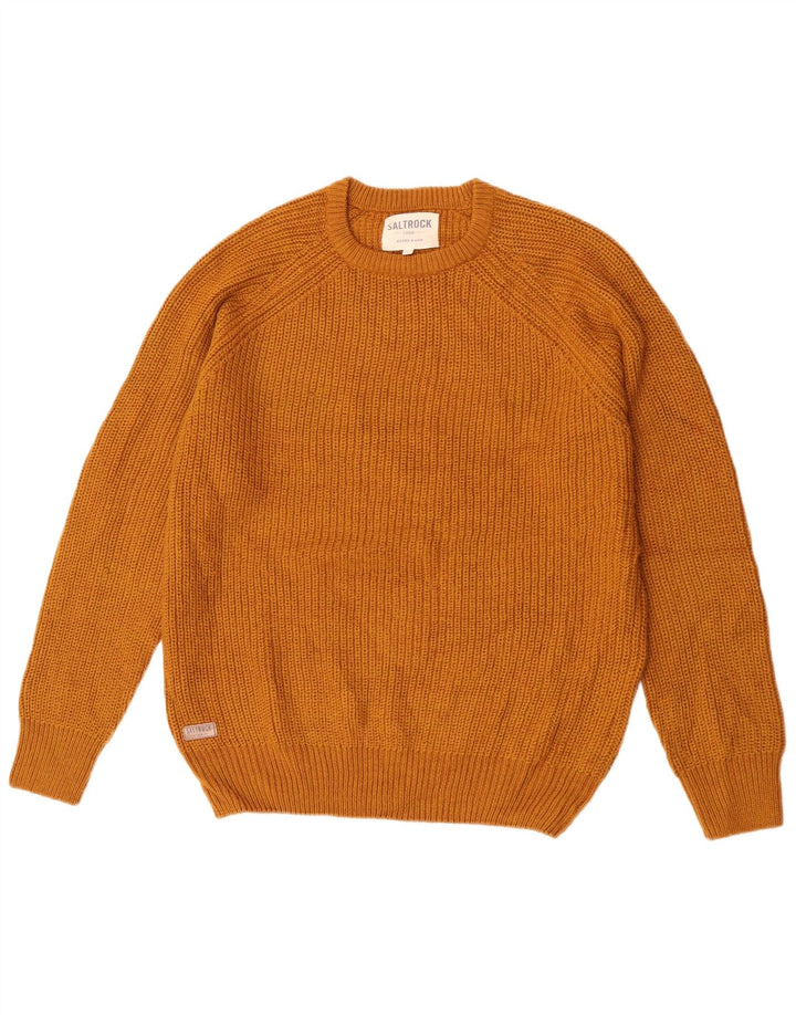 Saltrock Herren-Pullover mit Rundhalsausschnitt, groß, gelbes Acryl