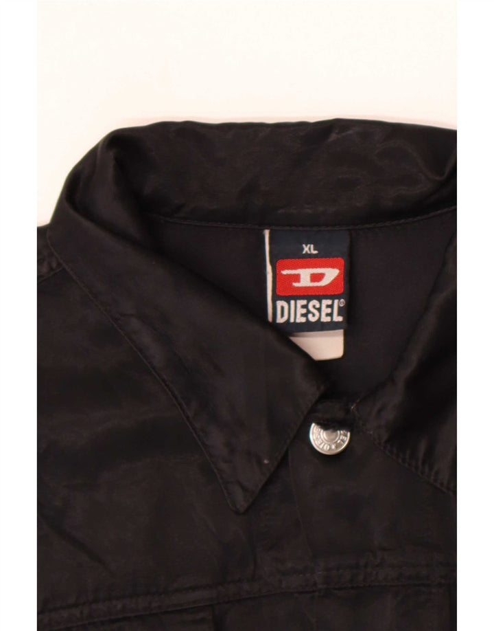 Diesel Damen Utility-Jacke UK 18 XL Schwarz Baumwolle