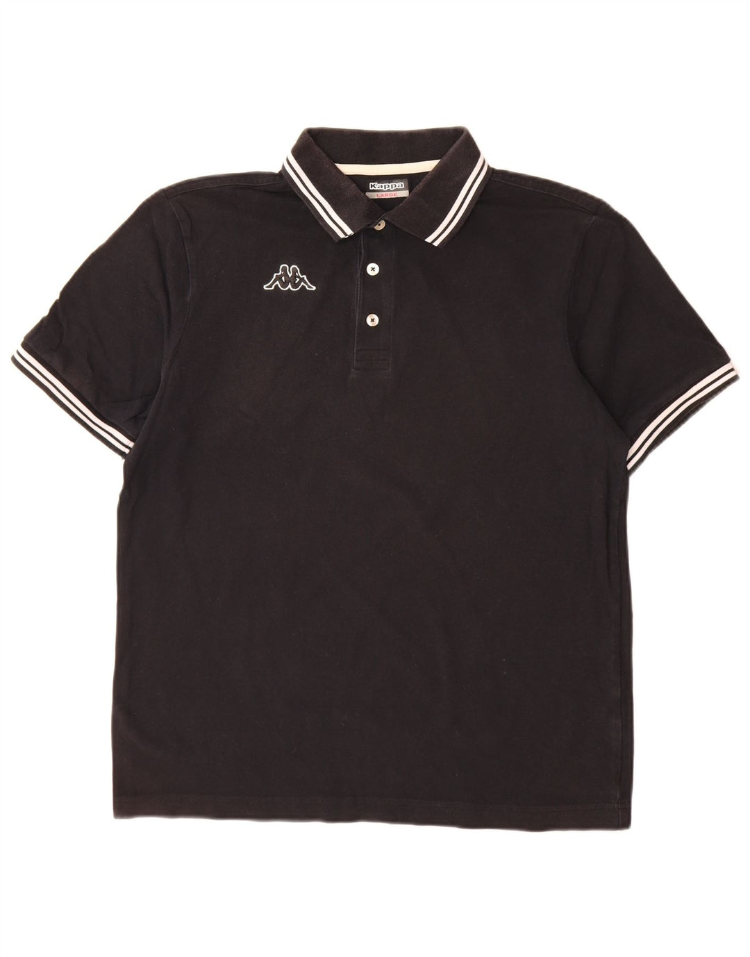 Kappa Herren-Poloshirt, groß, schwarz gestreift