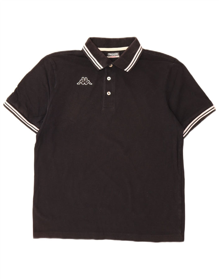 Kappa Herren-Poloshirt, groß, schwarz gestreift