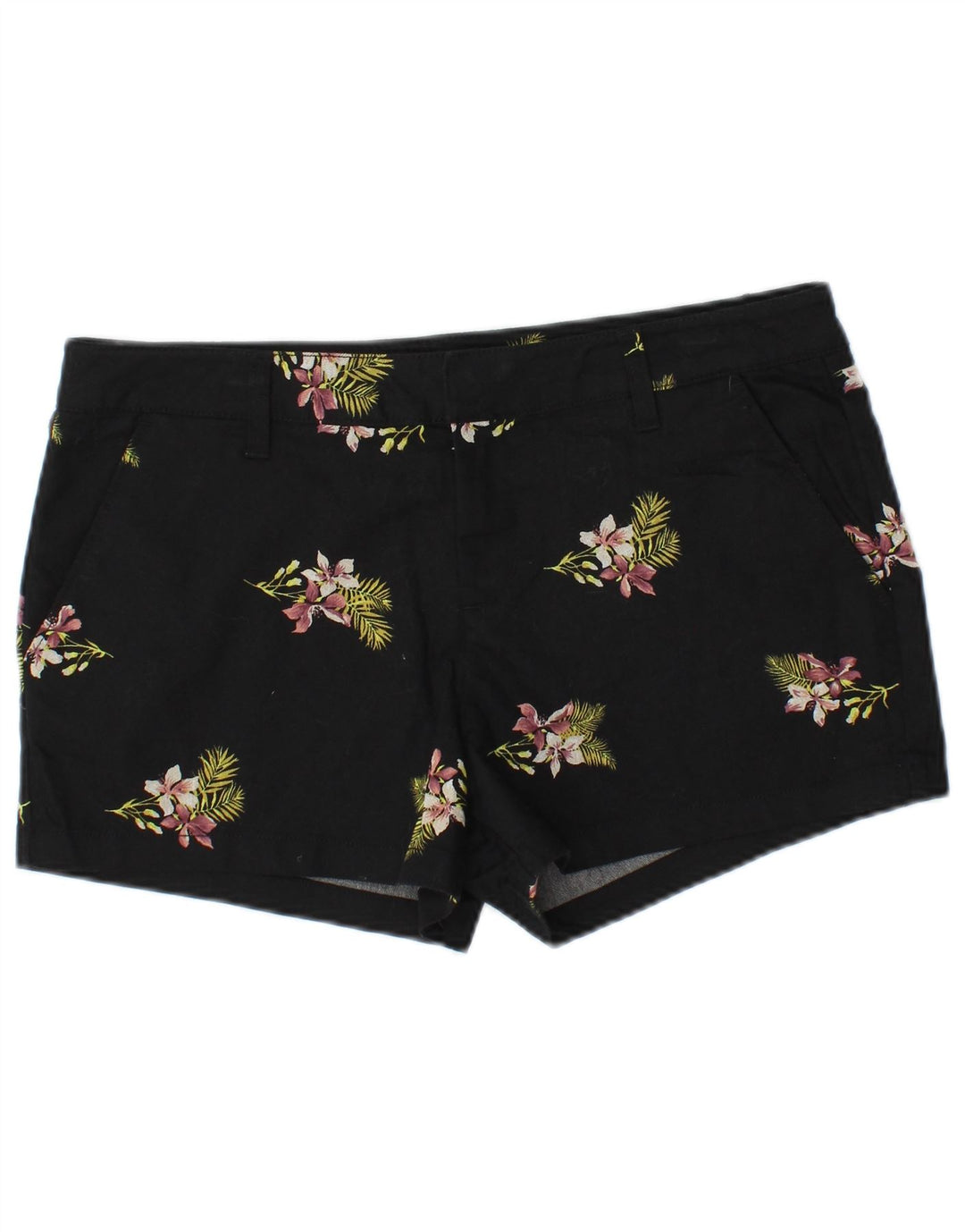 VOLCOM Damen Chino-Shorts W29 Mittelschwarze geblümte Baumwolle