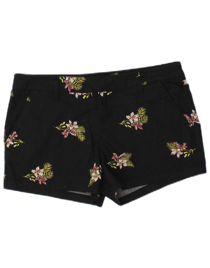 VOLCOM Damen Chino-Shorts W29 Mittelschwarze geblümte Baumwolle
