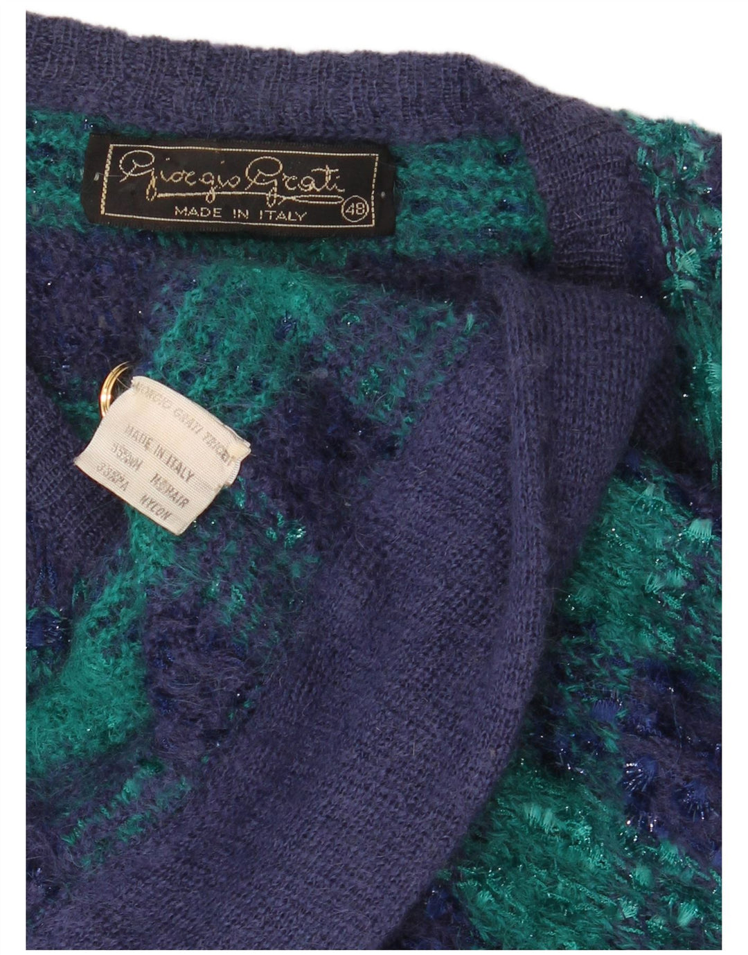 Giorgio Grati Damen-Strickjacke in Übergröße, Größe 48, XL, Marineblau kariert