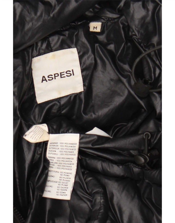 Aspesi Wattierte Damenjacke mit Kapuze, UK 14, Mittelschwarz, Polyamid