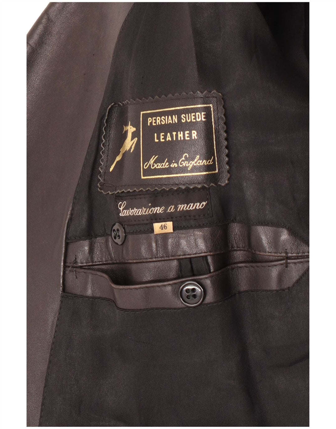 Vintage Herren Ledermantel IT 46 Kleiner schwarzer Lederklassiker