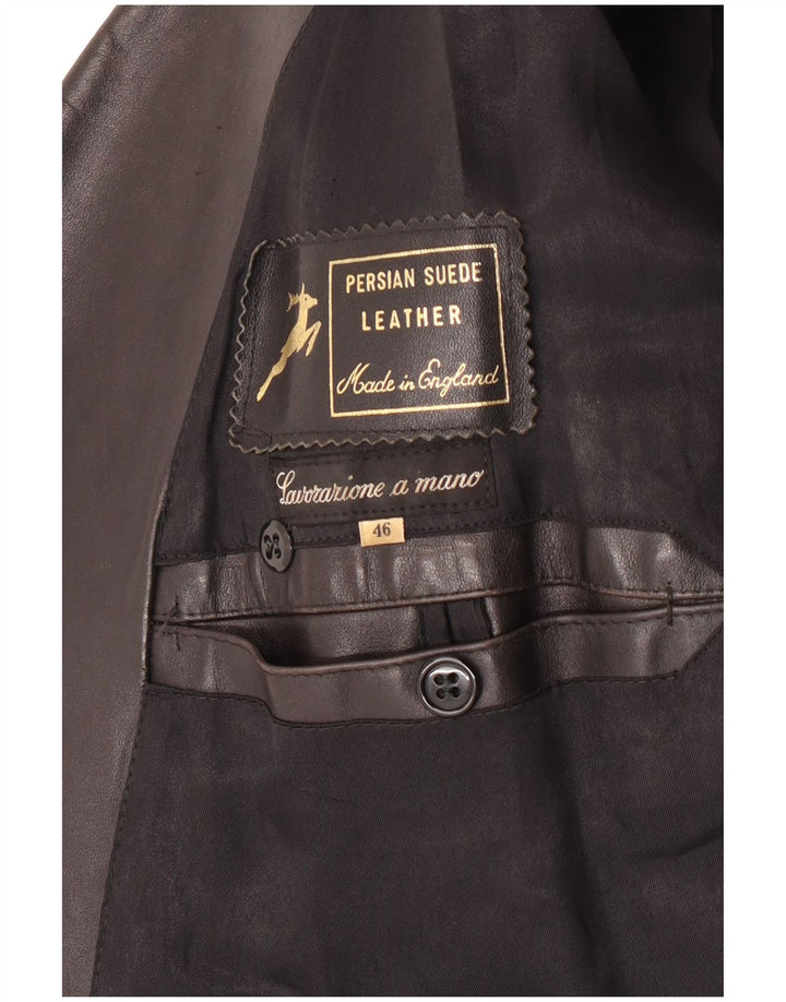 Vintage Herren Ledermantel IT 46 Kleiner schwarzer Lederklassiker