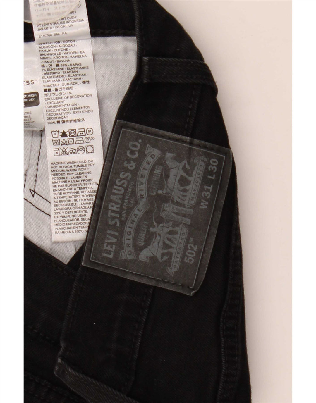 Levi's Herren 502 Tapered Jeans W31 L27 Schwarze Baumwolle