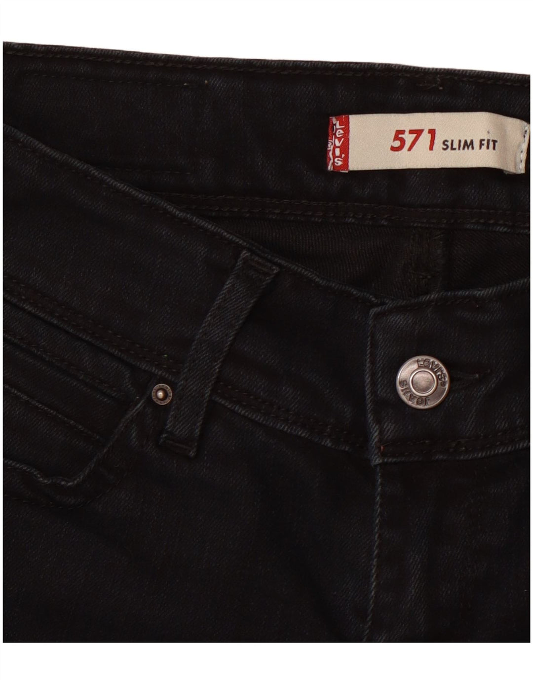 LEVI'S Damen 571 Slim Jeans W28 L28 Schwarz