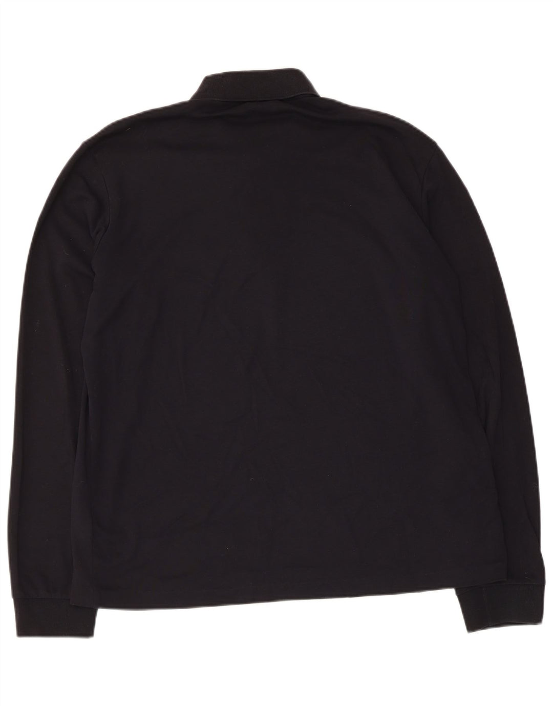 Hugo Boss Herren-Langarm-Poloshirt aus mittelschwarzer Baumwolle