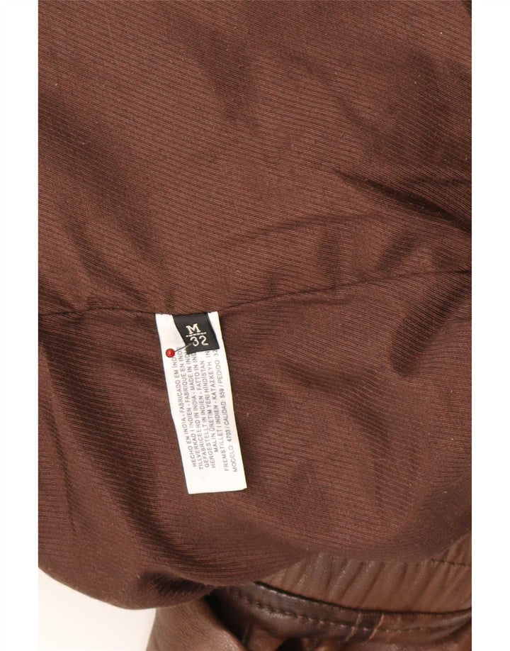 Massimo Dutti Damen Militärlederjacke UK 14 Mittelbraun