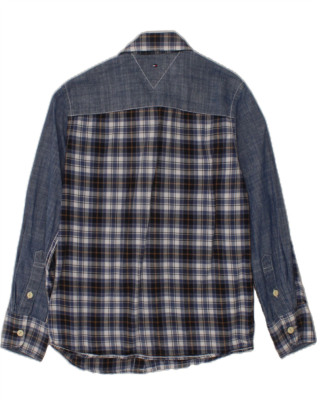 TOMMY HILFIGER Boys Flannel Shirt 7-8 Years Blue Check Cotton Vintage Tommy Hilfiger and Second-Hand Tommy Hilfiger from Messina Hembry 
