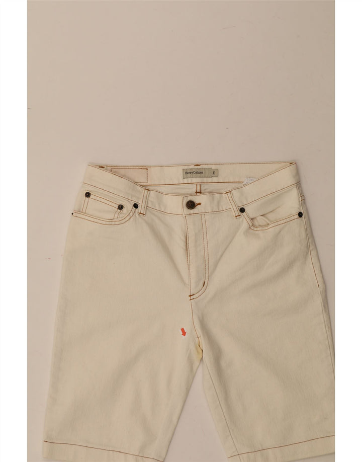 HENRY COTTONS Womens Denim Shorts W30 Medium Off White Cotton Vintage Henry Cottons and Second-Hand Henry Cottons from Messina Hembry 