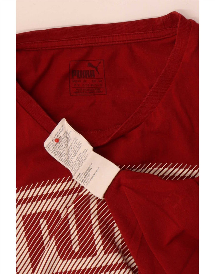 Puma Herren Grafik-T-Shirt-Oberteil aus mittelroter Baumwolle