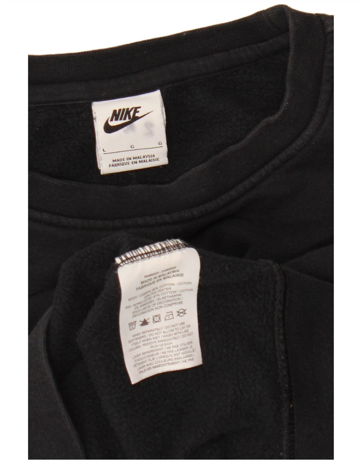 Nike Damen Sweatshirt Pullover UK 16 Large Schwarz Baumwolle