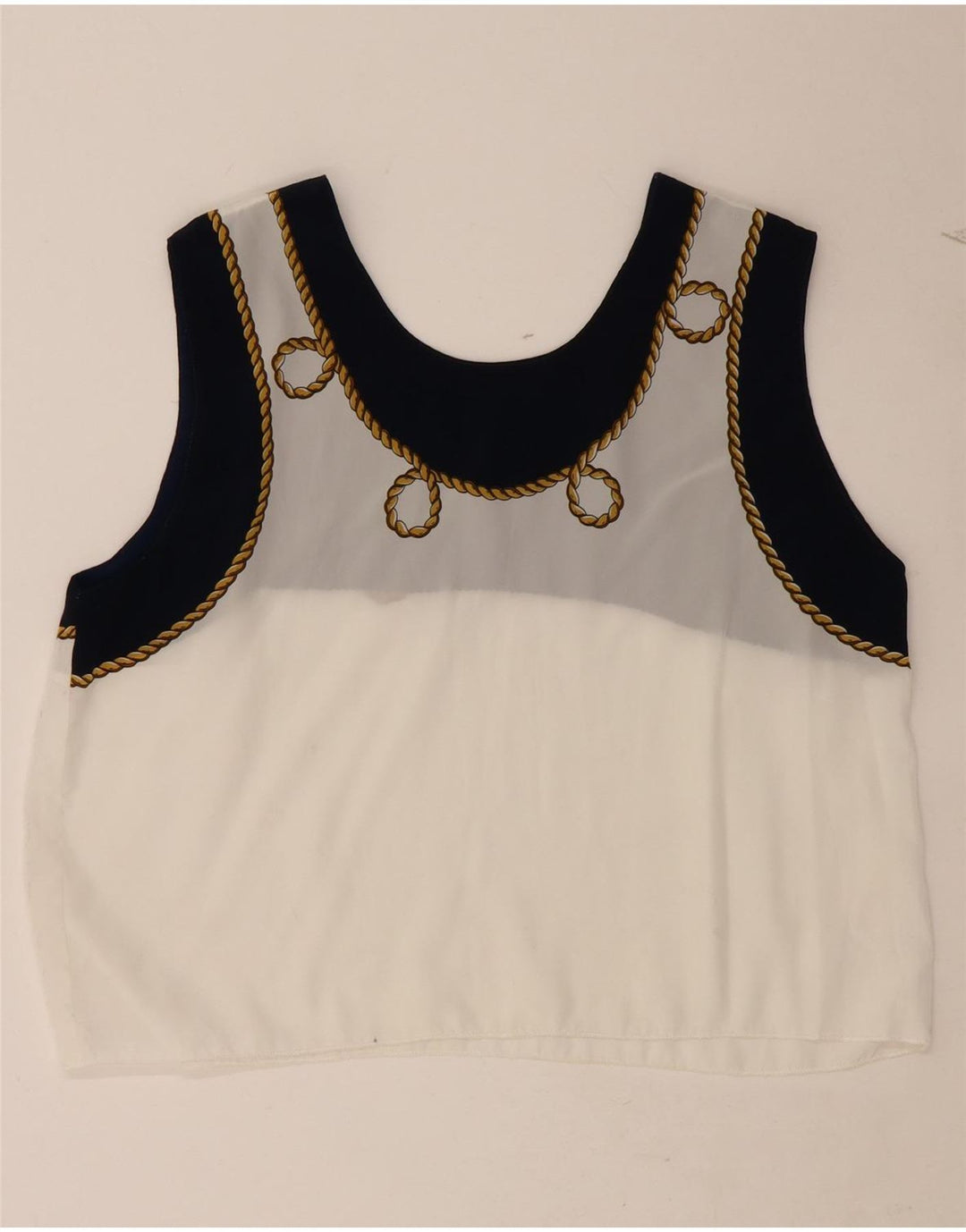 VINTAGE Womens Sleeveless Blouse Top UK 16 Large White Colourblock Vintage Vintage and Second-Hand Vintage from Messina Hembry 