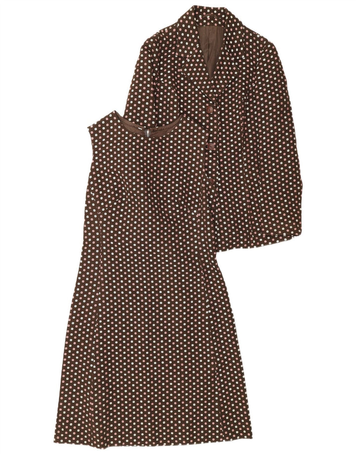 Vintage Damen 3-Knopf-2-teiliges Set IT 48 XL Braun gepunktet