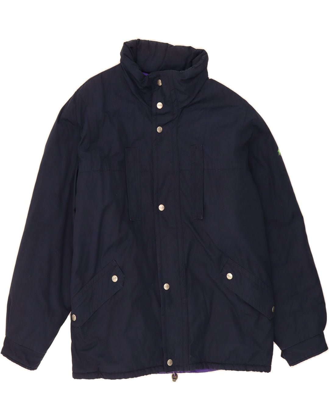 FILA Mens Hooded Windbreaker Jacket UK 42 XL Navy Blue Vintage Fila and Second-Hand Fila from Messina Hembry 