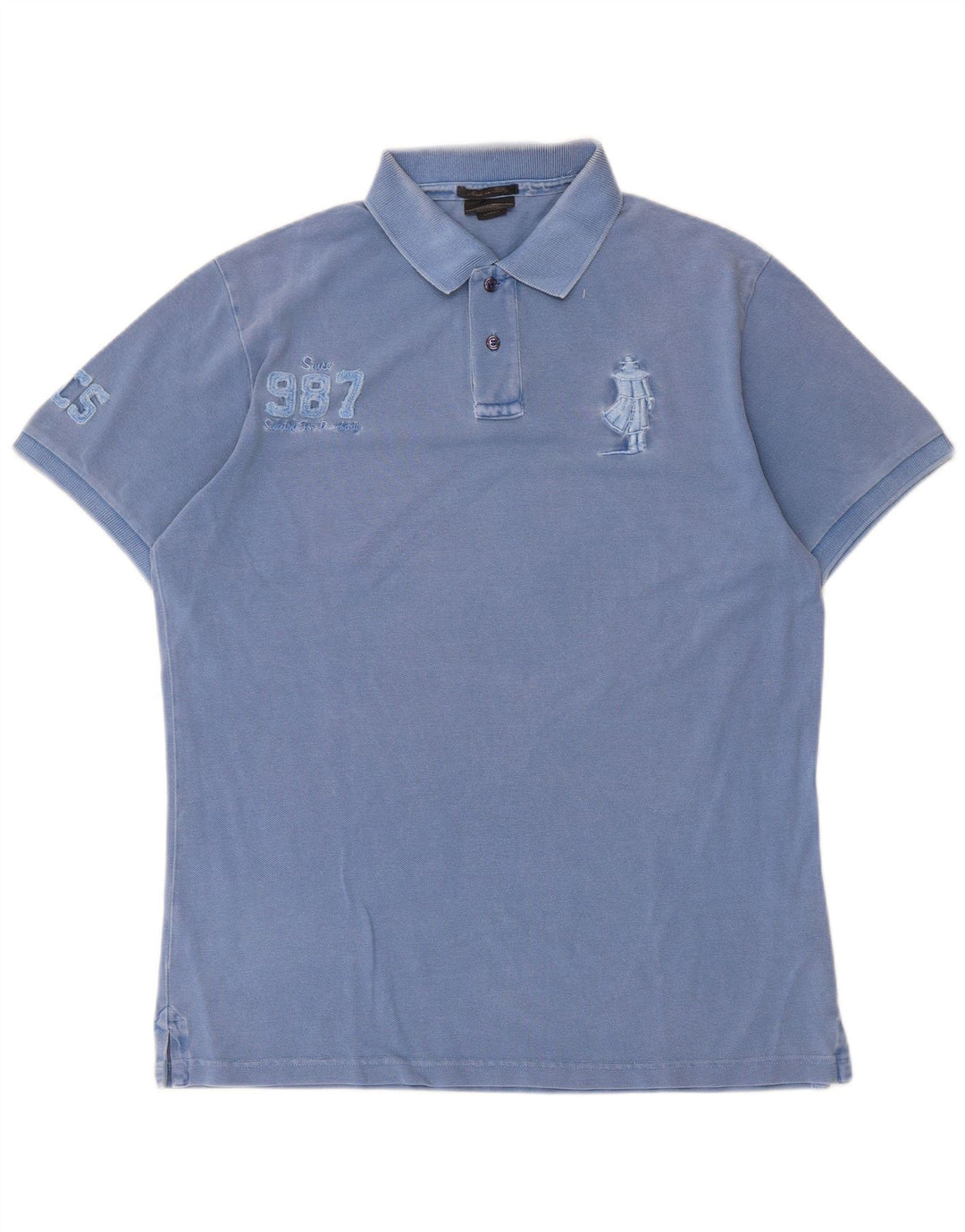 Marlboro Classics Herren-Poloshirt mit Grafik, groß, aus blauer Baumwolle